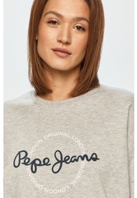 Pepe Jeans - Bluza Blanca. Okazja: na co dzień. Typ kołnierza: bez kaptura. Kolor: szary. Materiał: dzianina. Długość rękawa: długi rękaw. Długość: długie. Wzór: nadruk. Styl: casual #3