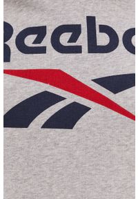 Reebok - Bluza. Okazja: na co dzień. Kolor: szary. Materiał: poliester, dzianina. Wzór: nadruk. Styl: casual #4