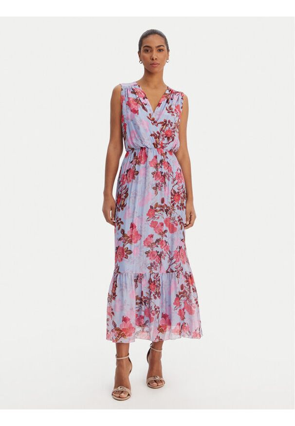 Fracomina Sukienka codzienna FR26SD3018W774R8 Niebieski Regular Fit. Okazja: na co dzień. Kolor: niebieski. Materiał: jedwab. Typ sukienki: proste. Styl: casual