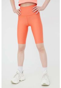 P.E Nation szorty treningowe Scoreline damskie kolor pomarańczowy gładkie high waist. Stan: podwyższony. Kolor: pomarańczowy. Materiał: poliester, skóra, dzianina. Wzór: gładki #2