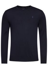 Polo Ralph Lauren Sweter Ls Sf Cn Pp 710684957001 Granatowy Slim Fit. Typ kołnierza: polo. Kolor: niebieski. Materiał: bawełna