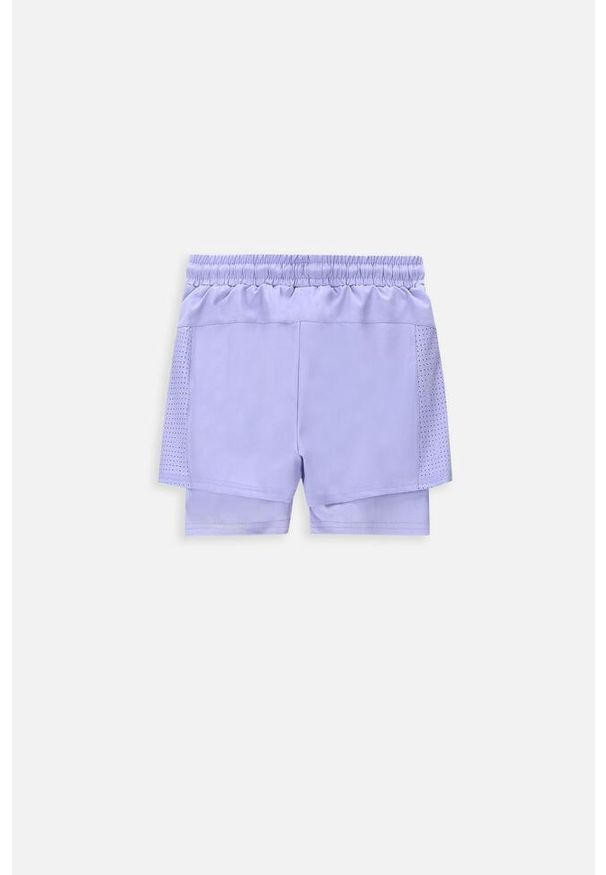 Spodenki sportowe dla dzieci Lemon Explore WL4 z legginsami. Kolor: fioletowy. Materiał: poliester, elastan. Styl: sportowy