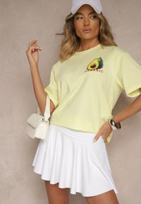 Renee - Żółty T-shirt z Bawełną ze Wzorem Awokado Tilannia. Okazja: na co dzień. Kolor: żółty. Materiał: bawełna. Styl: casual #3