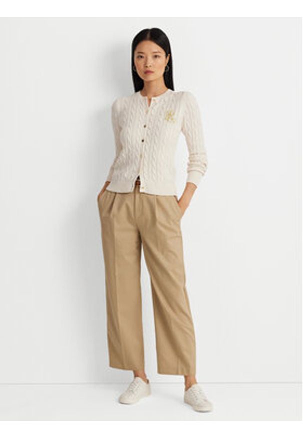 Lauren Ralph Lauren Kardigan 200932225001 Écru Slim Fit. Materiał: bawełna