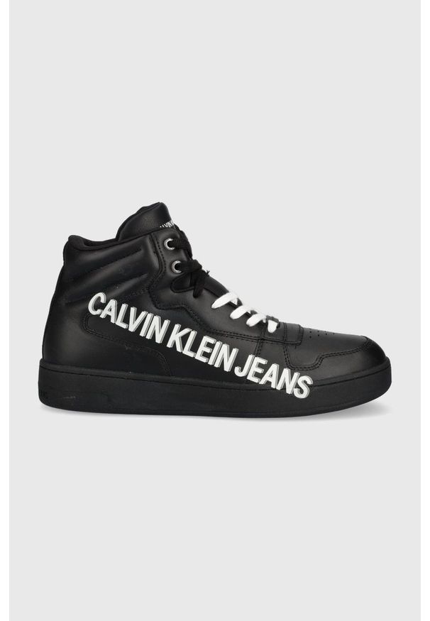 Calvin Klein Jeans sneakersy skórzane YM0YM00289 kolor czarny. Nosek buta: okrągły. Zapięcie: sznurówki. Kolor: czarny. Materiał: skóra