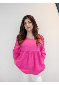 Różowa bluzka oversizowa Alessia Santi. Kolor: różowy. Materiał: bawełna. Długość rękawa: krótki rękaw. Styl: klasyczny
