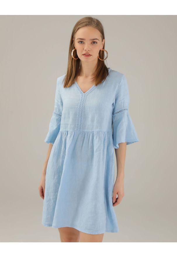Unisono - LNIANA SUKIENKA 230-22357 CELEST. Materiał: len