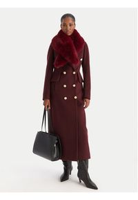 YES LONDON Płaszcz wełniany CD1230ECO Bordowy Regular Fit. Kolor: czerwony. Materiał: syntetyk #5