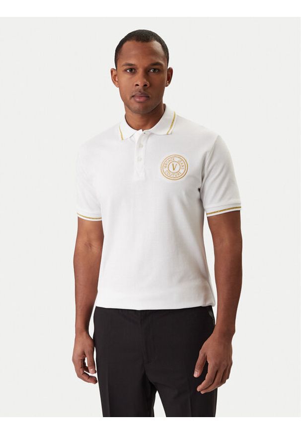 Versace Jeans Couture Polo 80GAGT03 CJ01T Biały Regular Fit. Typ kołnierza: polo. Kolor: biały. Materiał: bawełna