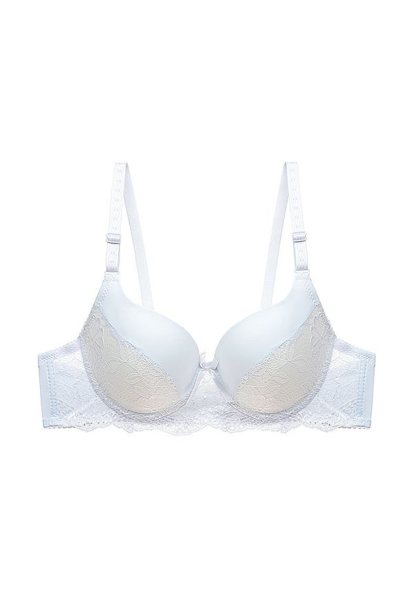 Intica - Biustonosz push-up z usztywnieniem i subtelnymi zdobieniami Veritchka. Kolor: biały. Materiał: tkanina. Rodzaj stanika: push-up. Wzór: aplikacja