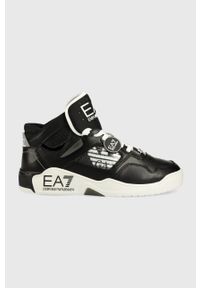 EA7 Emporio Armani sneakersy kolor czarny. Nosek buta: okrągły. Kolor: czarny. Materiał: guma. Szerokość cholewki: normalna. Obcas: na obcasie. Wysokość obcasa: niski