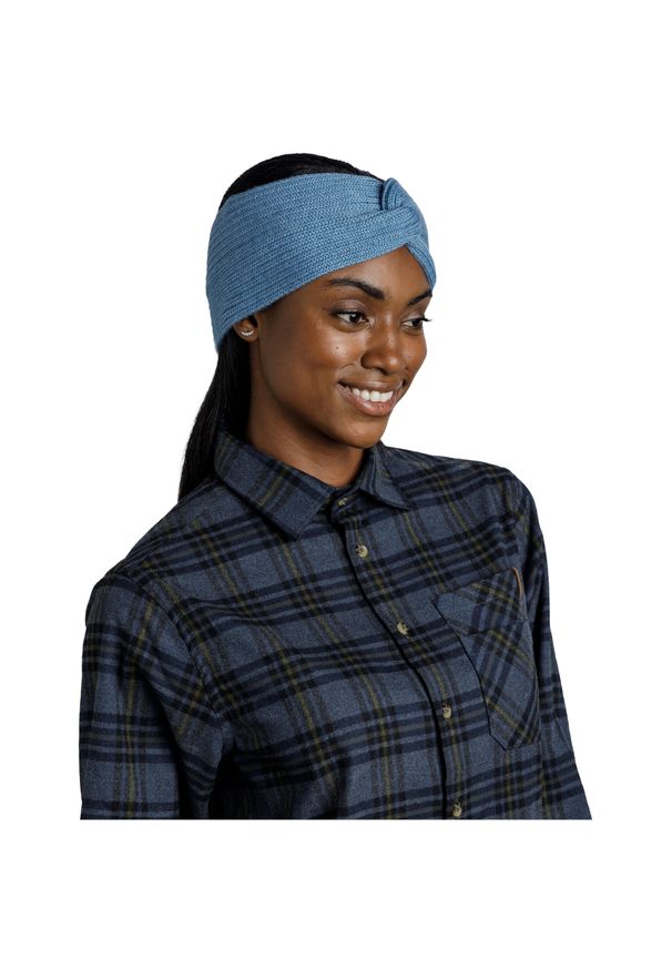 Buff - Opaska BUFF Knitted Headband Norval Ice. Kolor: niebieski. Materiał: dzianina, wełna. Styl: sportowy