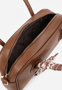 Renee - Brązowa Torebka Bagietka na Ramię z Ozdobną Chustką i Paskiem Anaste. Kolor: brązowy. Styl: elegancki, retro. Rodzaj torebki: na ramię #4