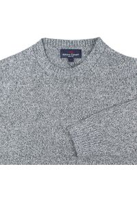 Bawełniany Sweter z Okrągłym Dekoltem - Adriano Guinari - Popielaty Melanż. Okazja: do pracy, na co dzień, na spotkanie biznesowe. Kolor: szary. Materiał: bawełna. Wzór: melanż. Styl: klasyczny, casual, elegancki, biznesowy