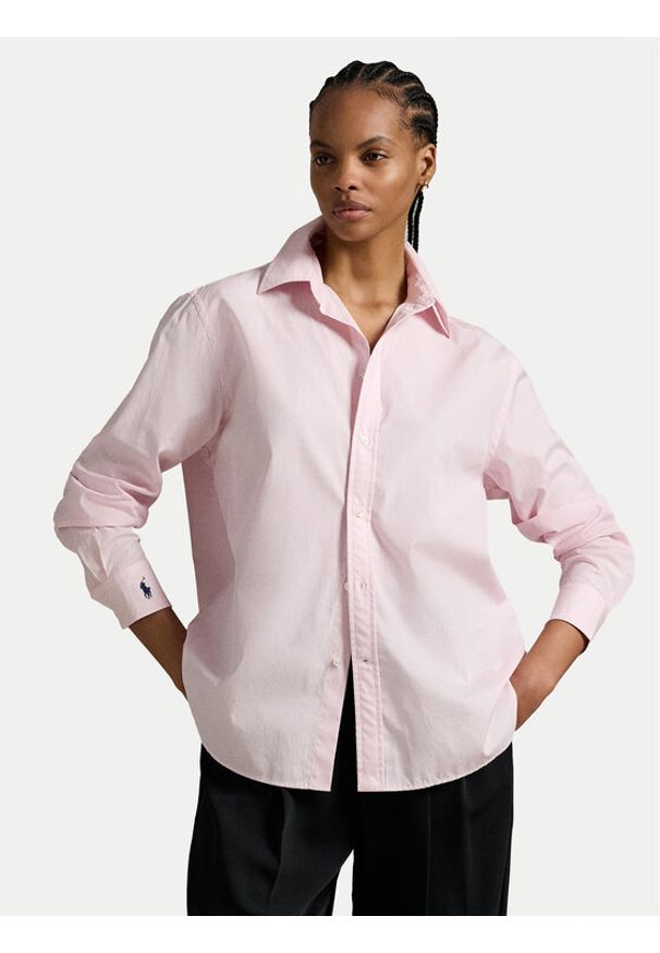 Polo Ralph Lauren Koszula 211968220003 Różowy Oversize. Typ kołnierza: polo. Kolor: różowy. Materiał: bawełna