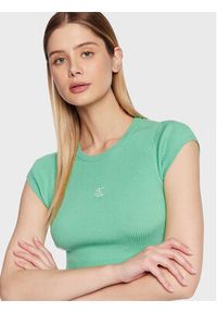 Calvin Klein Jeans Bluzka J20J220709 Zielony Cropped Fit. Kolor: zielony. Materiał: lyocell #3