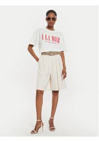 ViCOLO T-Shirt RB0083 Écru Regular Fit. Materiał: bawełna