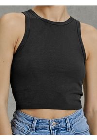 Sinsay - Crop top bez rękawów - czarny. Kolor: czarny. Długość rękawa: bez rękawów