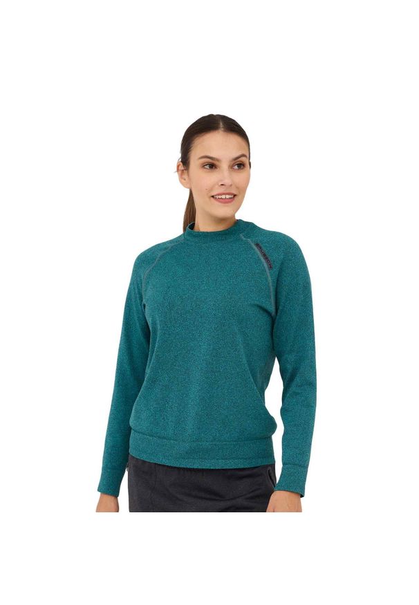 Bluza damska wełniana Brubeck OUTDOOR MERINO. Kolor: zielony. Materiał: poliamid, elastan, poliester, wełna. Sport: outdoor