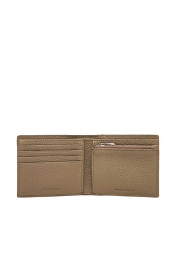 Calvin Klein Portfel męski Ck Leather Billfold W Zip Coin LV04D1028G Beżowy. Kolor: beżowy. Materiał: skóra