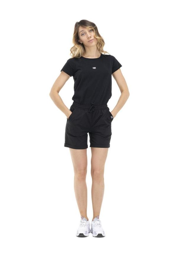 LEONE 1947 APPAREL - Energetyczny damski t-shirt z krótkim rękawem. Kolor: czarny. Materiał: tkanina. Długość rękawa: krótki rękaw. Długość: krótkie. Sport: fitness