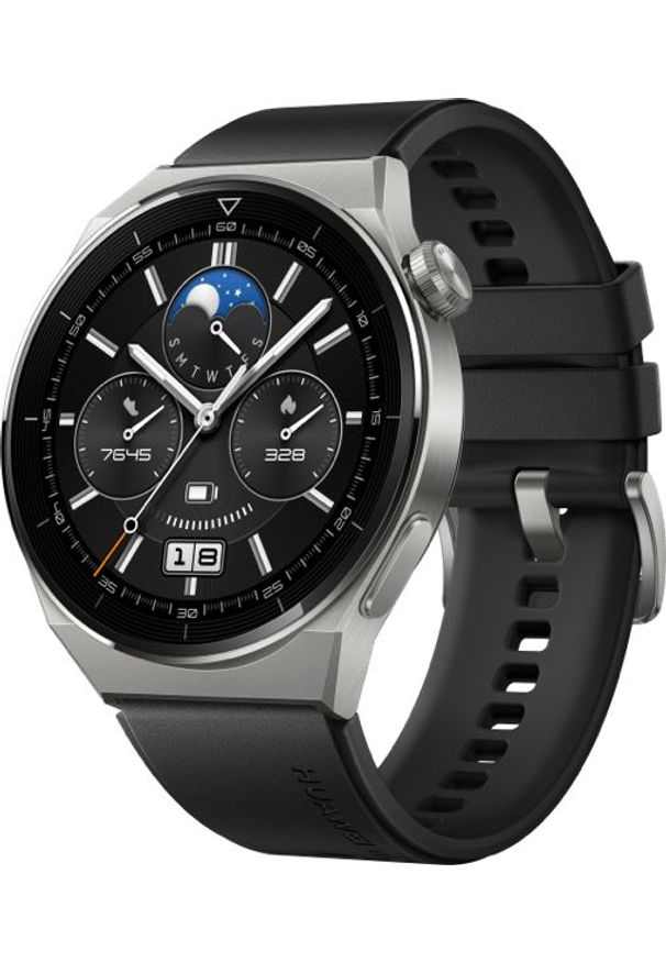 HUAWEI - Smartwatch Huawei Watch GT 3 Pro Sport 46mm Czarny (55028468). Rodzaj zegarka: smartwatch. Kolor: czarny. Styl: sportowy