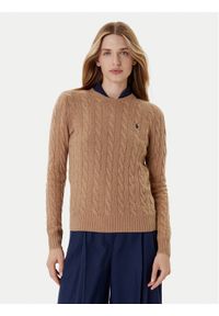 Polo Ralph Lauren Sweter 211971865002 Beżowy Slim Fit. Typ kołnierza: polo. Kolor: beżowy. Materiał: wełna