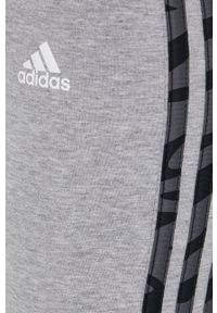 Adidas - adidas Legginsy HE7016 damskie kolor szary gładkie. Kolor: szary. Materiał: bawełna, dzianina. Wzór: gładki #2