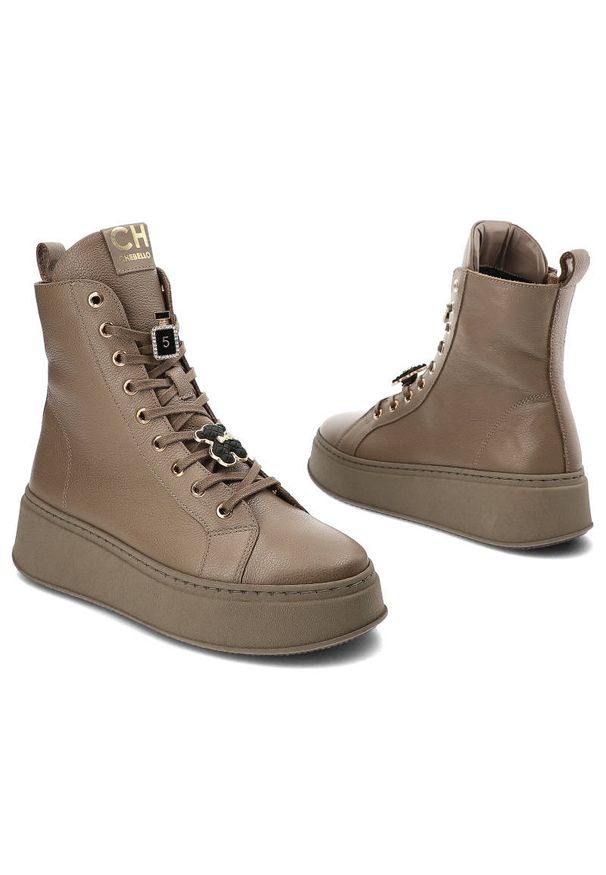 Brązowe Botki CheBello Skórzane Buty Damskie. Okazja: na uczelnię, na spotkanie biznesowe. Kolor: brązowy. Materiał: skóra. Sezon: zima, jesień. Obcas: na obcasie. Styl: elegancki, sportowy, biznesowy. Wysokość obcasa: średni