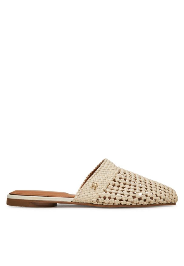 TOMMY HILFIGER - Tommy Hilfiger Klapki Crochet Mule FW0FW08413 Écru. Materiał: skóra