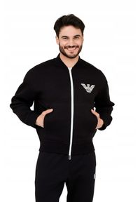 Emporio Armani - EMPORIO ARMANI Czarna neoprenowa bluza męska, Rozmiar L. Kolor: czarny. Materiał: neopren #4