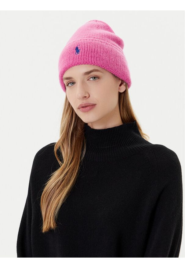 Polo Ralph Lauren Czapka 455954355011 Różowy. Kolor: różowy. Materiał: wełna, materiał