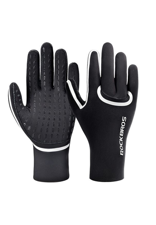 ROCKBROS - Rękawiczki rowerowe Rockbros pełne, wodoodporne. Kolor: czarny. Sport: kolarstwo