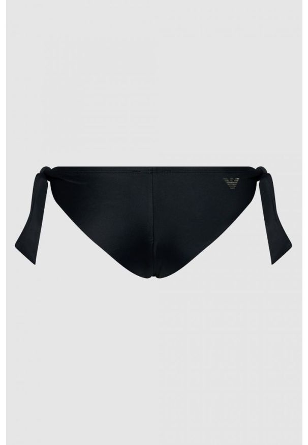 Emporio Armani - EMPORIO ARMANI Czarne wiązane bikini ze srebrnym logo, Rozmiar XS. Kolor: czarny. Materiał: poliamid