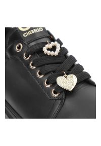 CheBello - Czarne Sneakersy Chebello Modne Obuwie Damskie Na Platformie. Okazja: na co dzień, do pracy. Kolor: czarny. Materiał: materiał. Obcas: na platformie. Styl: elegancki, casual