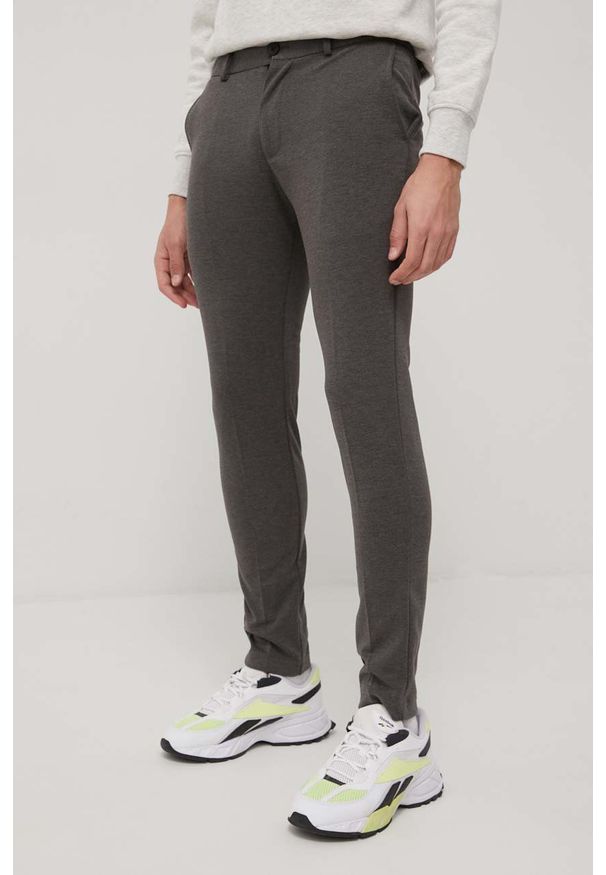 PRODUKT by Jack & Jones - Produkt by Jack & Jones spodnie męskie kolor szary dopasowane. Kolor: szary. Materiał: dzianina