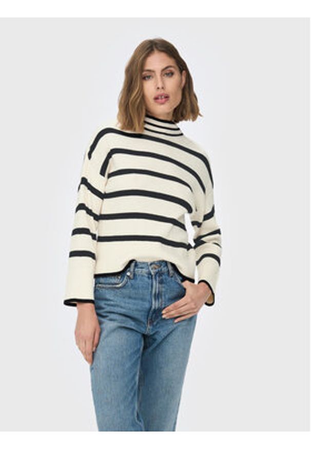 only - ONLY Sweter Fibi 15259096 Beżowy Regular Fit. Kolor: beżowy. Materiał: wiskoza
