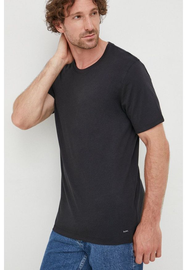 MICHAEL Michael Kors t-shirt bawełniany (3-pack) BR2C001023 kolor czarny gładki. Okazja: na co dzień. Kolor: czarny. Materiał: bawełna. Wzór: gładki. Styl: casual