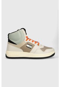 Tommy Jeans sneakersy skórzane TJM BASKET MID LEATHER kolor beżowy EM0EM01258. Zapięcie: sznurówki. Kolor: beżowy. Materiał: skóra