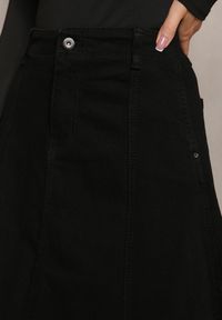 Renee - Czarna Spódnica o Długim Trapezowym Fasonie Midessa. Kolor: czarny. Materiał: tkanina. Długość: długie #5