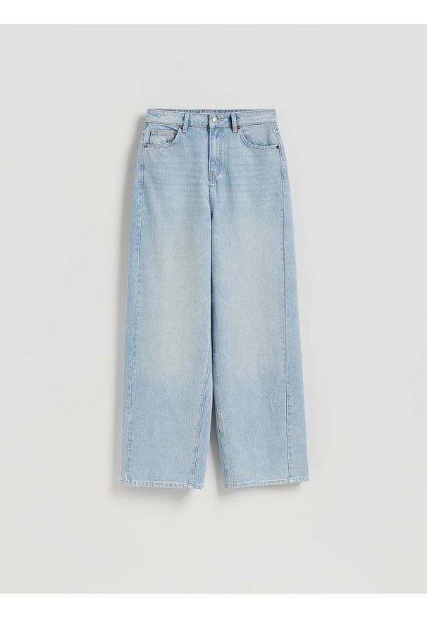 Reserved - Jeansy wide leg - niebieski. Kolor: niebieski