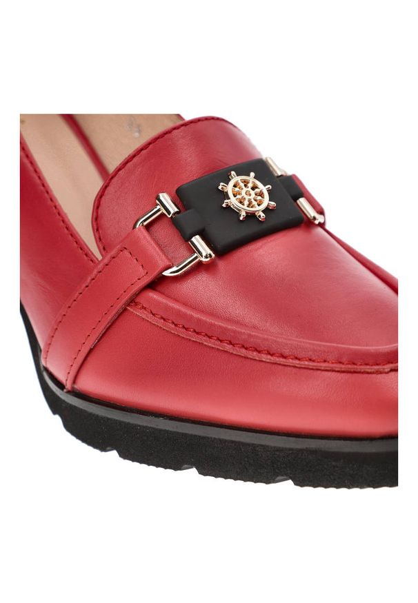 Czerwone Półbuty Simen Skórzane Eleganckie Buty Na Obcasie. Kolor: czerwony. Materiał: skóra. Szerokość cholewki: normalna. Obcas: na obcasie. Styl: elegancki. Wysokość obcasa: średni