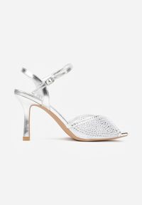 Renee - Srebrne Eleganckie Sandały na Szpilce Ozdobione Cyrkoniami Viofera. Zapięcie: sprzączka. Kolor: srebrny. Materiał: jeans. Wzór: aplikacja. Sezon: lato. Obcas: na szpilce. Styl: elegancki #6