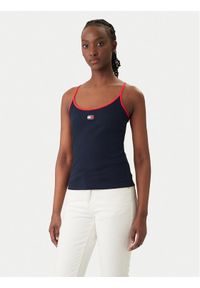 Tommy Jeans Top DW0DW22261 Granatowy Slim Fit. Kolor: niebieski. Materiał: bawełna #1
