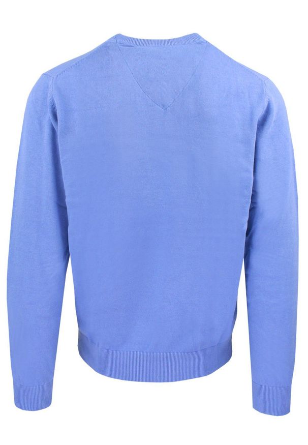 Męski, Bawełniany Sweter w Serek (V-neck) - Adriano Guinari - Niebieski. Okazja: do pracy, na co dzień, na spotkanie biznesowe. Typ kołnierza: dekolt w serek. Kolor: niebieski. Materiał: bawełna. Styl: klasyczny, casual, elegancki, biznesowy