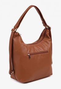 Renee - Brązowa Torebka Hobo z Regulowanym Paskiem i Kieszeniami z Ozdobnymi Suwakami Sanirael. Kolor: brązowy. Styl: biznesowy, elegancki, casual