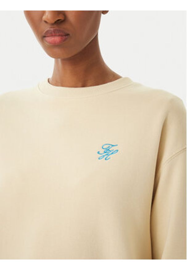 TOMMY HILFIGER - Tommy Hilfiger Bluza Logo Embroidery WW0WW48724 Beżowy jasny Relaxed Fit. Kolor: beżowy. Materiał: bawełna