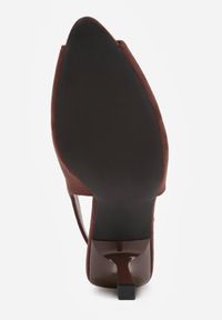 Born2be - Brązowe Sandały na Szpilce z Odkrytą Piętą i Palcami Zitena. Okazja: na co dzień. Zapięcie: sprzączka. Kolor: brązowy. Wzór: ażurowy. Obcas: na szpilce. Styl: casual, elegancki. Wysokość obcasa: średni #4