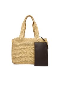 Calvin Klein Torebka Bold Ck Raffia Medium Tote LV04F3447G Brązowy. Kolor: brązowy #1