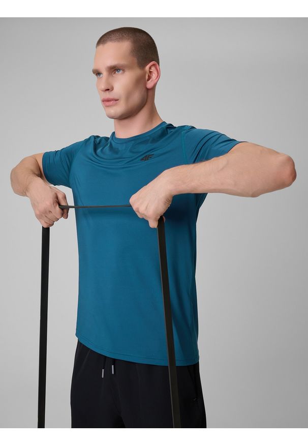 4f - 4F Koszulka treningowa regular szybkoschnąca męska - granatowa S. Kolor: niebieski. Materiał: skóra. Długość: długie. Sport: fitness